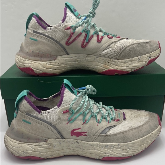 Lacoste Men’s White and Purple Athletic Shoes Running Sneakers